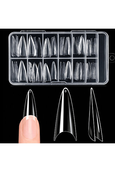 Choice 120pcs 120pcs Clear False Nails Tips Long Stiletto Shape Half Cover Fa...