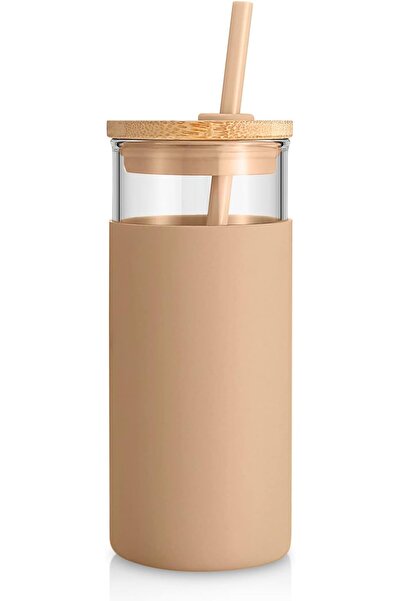 GENERAL Trunko 20oz (600ml) Glass Tumbler with Straw and Bamboo Lid and Silic...