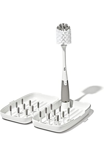 GENERAL Travel Size Drying Rack with Bottle Brush by Oxo Tot - Gray