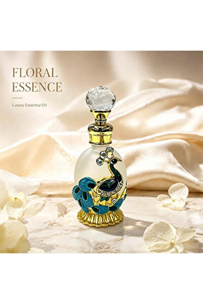 ARIANA Exquisite 15ml Refillable Perfume Bottle with Peacock Crystal Embellis...