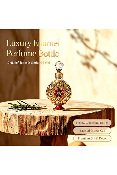 ARIANA Middle Eastern Style Empty Perfume Oil Bottle, Gold Tone Hollow Metal ...