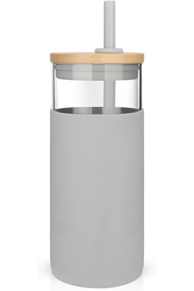 GENERAL Trunko 20oz (600ml) Glass Tumbler with Straw and Bamboo Lid and Silic...
