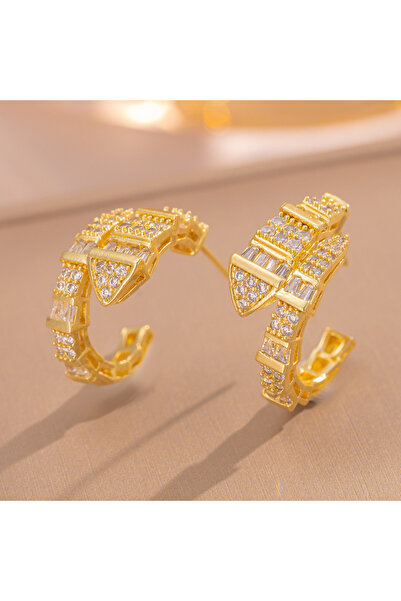 Choice1 207 gold earrings LENNIK New Zircon Snake Earrings, High-end Design N...