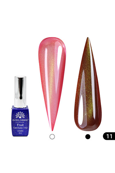 global fashion Ημιμόνιμο βερνίκι νυχιών cat eye Φρουτένιο 11D 8ml, 11