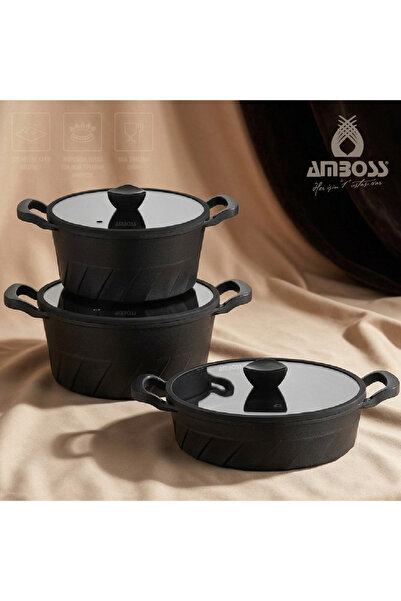Amboss Jasper Pro 6 Piece Cast Iron Cookware Set - with Glass Lid
