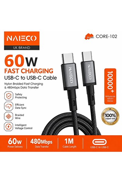 Generic 60W USB Type-C to USB Type-C Fast Charging Cable, Nylon Braided with ...