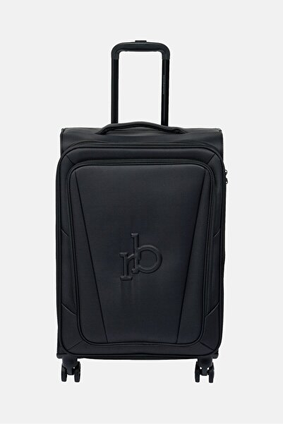 Roccobarocco 26 Inch Embossed Logo Check-In Spinner Luggage, Black