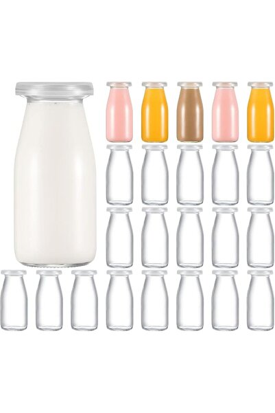 Home Zone 100ml Glass Milk Bottles, 12 Pack Clear Bottles with Lids, Reusable...