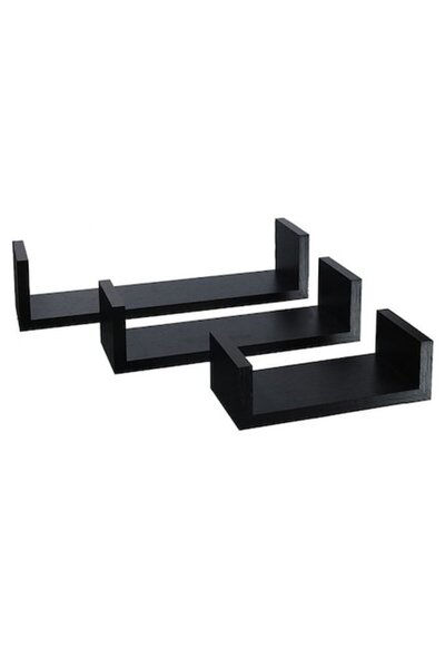 YUPY ® Set of 3 Wall Shelves with hidden mounting, MDF, wenge, maximum 3kg pe...