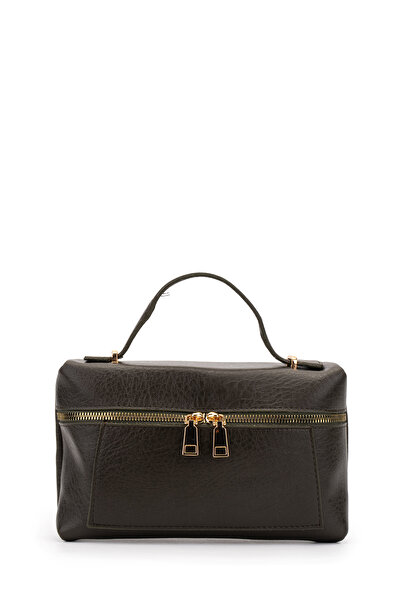 minebag Double Zippered Fixed Strap Baguette Women's Crossbody Bag Padra Khaki