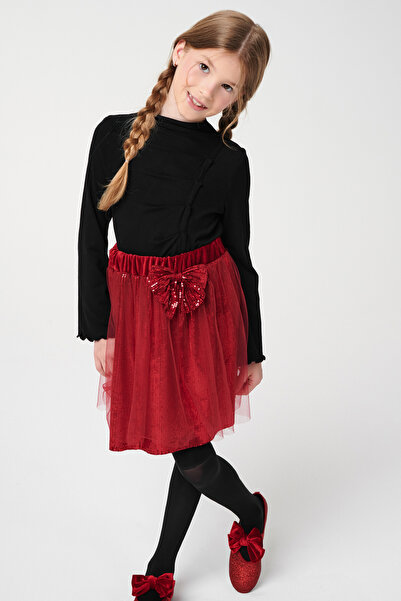 SheShe Black Blouse Red Tutu Skirt Set