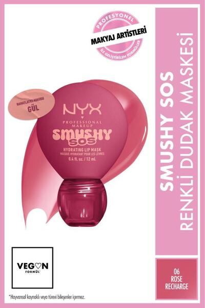 NYX Professional Makeup Smushy SOS Yoğun Nemlendirme Etkili Renkli Dudak Mask...