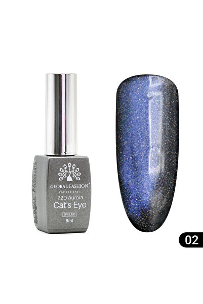 global fashion Cat eyes semi-permanent nail polish 72D Aurora, 02