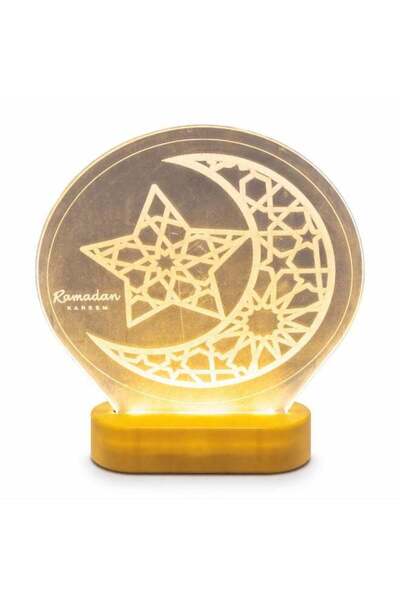 Generic مصباح ليلي LED أكريليك لرمضان كريم - مصباح طاولة على شكل هلال وفانوس ...
