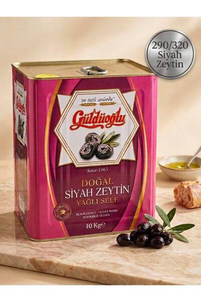 Yağlı Sele Siyah Zeytin 10 Kg Teneke Kutu (290-320 Kalibre Orta Boy)