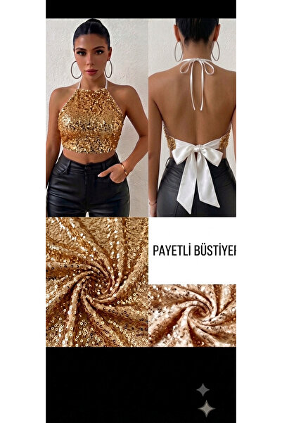 Nisa Back-Tie Sequin Detailed Bustier
