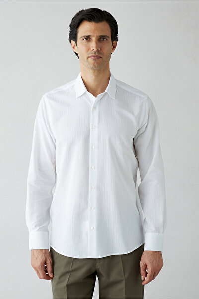 Kiğılı Long Sleeve Oversize Striped Classic Collar 100% Cotton Shirt