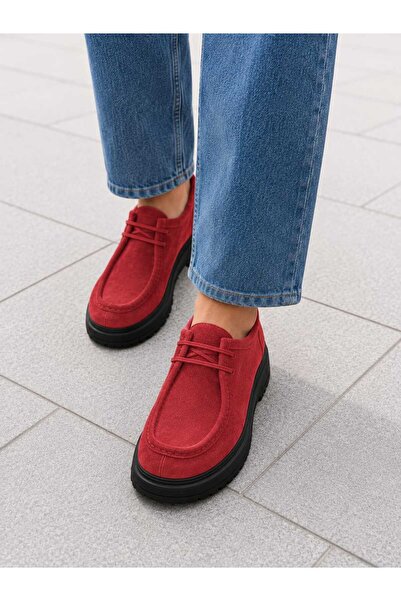 Oneka Shoes Kadın Günlük Bağcıklı Kızıl Turuncu süet 190826KSKT1017