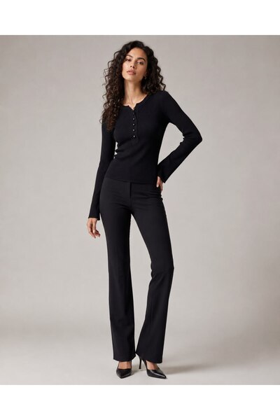 Noi Belis Pearl Button Ribbed Knit Sweater Aw26Kz0004