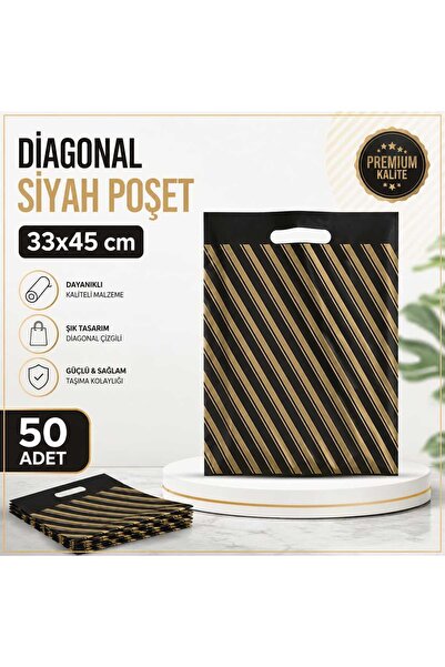 Diagonal Siyah Poşet 33X45 50 Adet
