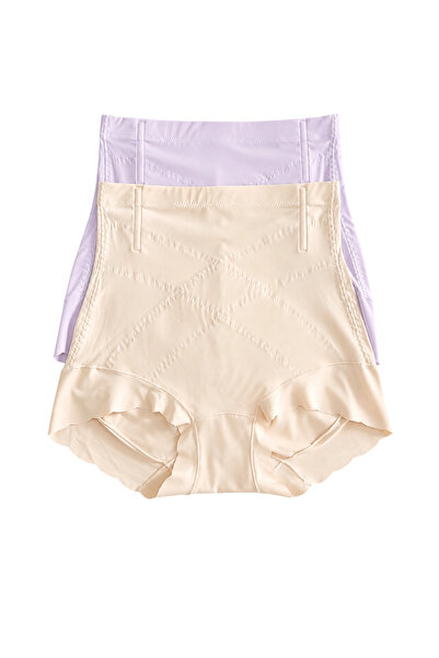 UN REAL Women's 2-Pack Belly Shaping Laser Cut High Waist Panties Corset