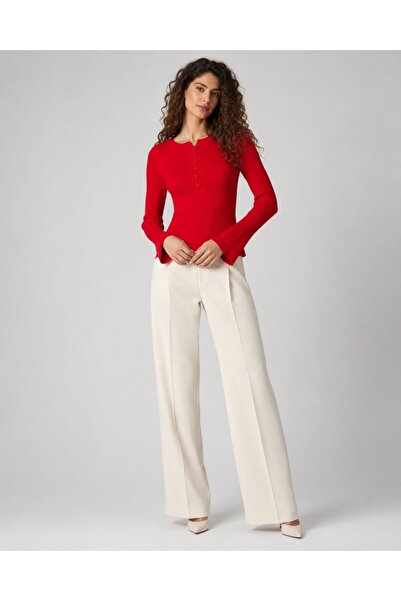 Noi Belis Pearl Button Ribbed Knit Sweater Aw26Kz0004
