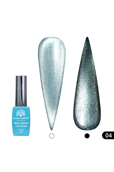 global fashion Ημιμόνιμο βερνίκι νυχιών Cat eye, Blue Island 8 ml, 04
