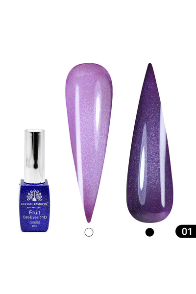 global fashion Ημιμόνιμο βερνίκι νυχιών cat eye Φρουτένιο 11D 8ml, 01