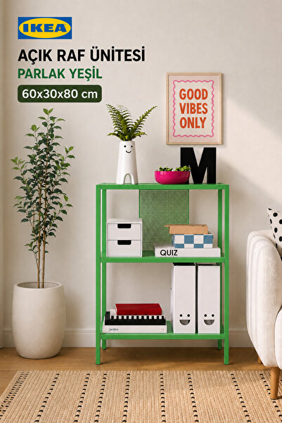 IKEA TREV Açık Raf Ünitesi Parlak Yeşil 60x30x80 cm Kitaplık Seperatör Banyo ...