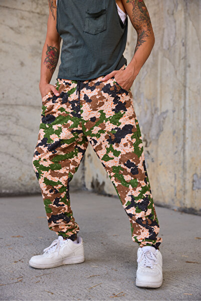 Superbluemexico Men's Jogger Pants with Elastic Waist and Cuffs
