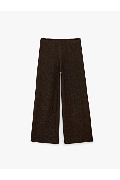 Koton Normal Waist Regular Fit Metallic Threaded Wide Leg Long Trousers