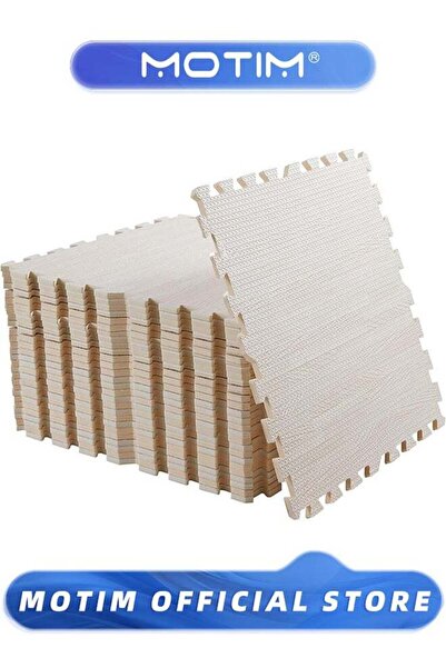 MOTIM 12PCS of White Wood Gain Eva Foam Mat 60 * 60 * 1.2CM Jigsaw Gym Floor ...