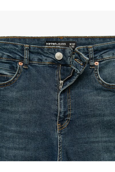 Koton Pamuklu Normal Bel Cepli Slim Fit Jean Pantolon - Brad Jean