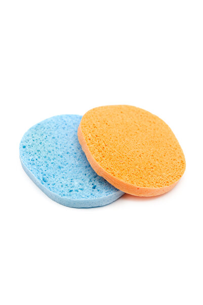 global fashion Set of 2 facial cleansing sponges, blue-orange
