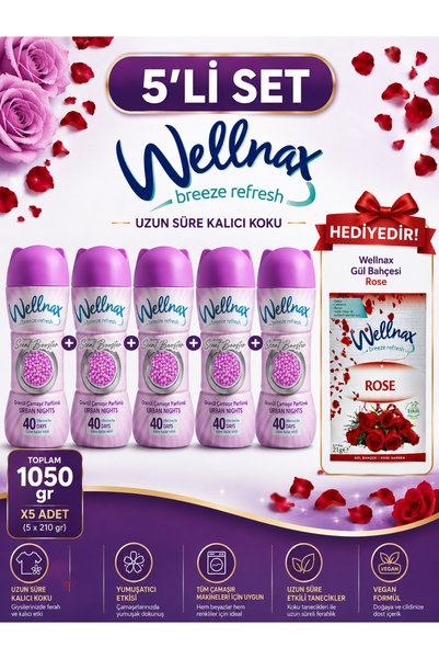 Wellnax Granül Çamaşır Parfümü ve Yumuşatıcısı - Urban Nights 5 li Set 5x210gr