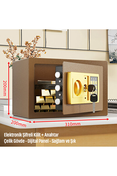 silabor 20'lik Elektronik Şifreli ve Anahtarlı Çelik Para Kasası – Dijital Pa...