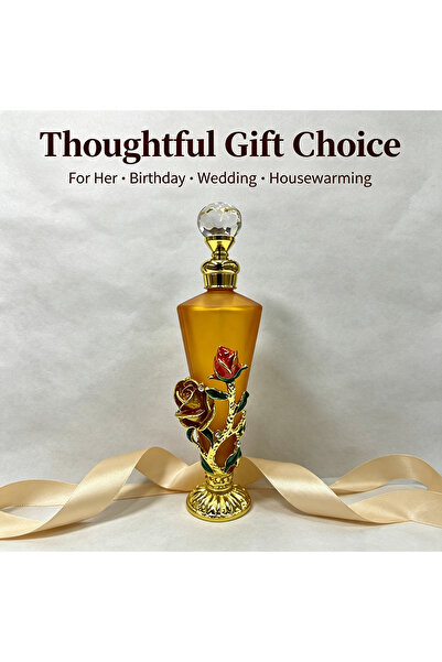 ARIANA Luxury 30ml Empty Perfume Bottle with Metal Rose and Rhinestone Decora...