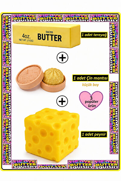 KUZEY KIRTASİYE Simli Çin Mantısı Butter Squishy Cheese Squishy 3LÜ SET/ küçü...
