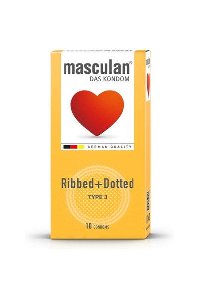 Masculan واقيات ذكرية مضلعة ومنقطة 10 قطع
