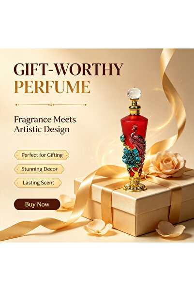 ARIANA 30ml Vintage Glass Perfume Bottle with Peacock & Flower Decor, Refilla...