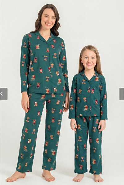 Rolypoly Set de pijamale mamă-fiică, guler tip cămașă, mânecă lungă, (cu șose...