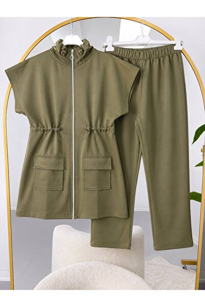 EC MODA Women's Waist-Cinched Vest and Hijab Pants Set