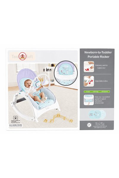 Baby Planet 2-in-1 Baby Rocker and Bouncer, Suitable for Newborns up to 18kg, Features Soothing Vibrations, Musical Tunes, Removable Tray, Interactive Toy Bar, and Safety Harness.