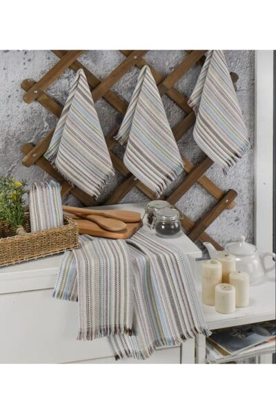 30x50 cm Pamuklu Çizgili Kurulama Bezi– 6’lı Set