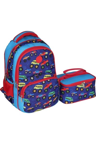 GENC DIJITAL BASKI 1St Class Quality Car Model School Bag and Lunch Bag