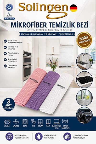 solingensport Solingensports 3'lü Solingen Mikrofiber Mutfak Temizlik Bezi Se...