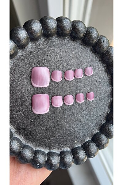 KD BEAUTY Takma Jel Ayak Tırnağı - Toenail Pink Cat Eye French 14'lü