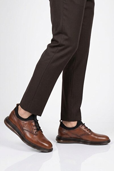 Voyager Taba Genuine Leather Men's Casual Shoes with Rubber Laces