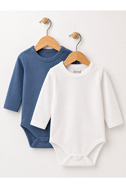 Kidaxi 2-Piece Long Sleeve Snap Fastener Bodysuit