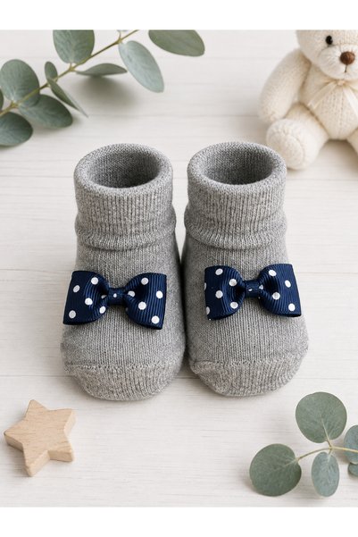 Panfilia 100% Cotton 0-9 Months Baby Bowknot Socks Set of 4 Boxed Socks